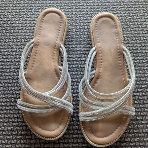 Madden Girl Silver and Tan Sandals